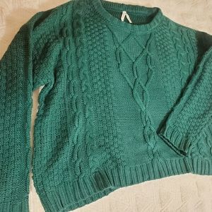 Mudd Women’s Sz XL Dark Green Crochet Knit
